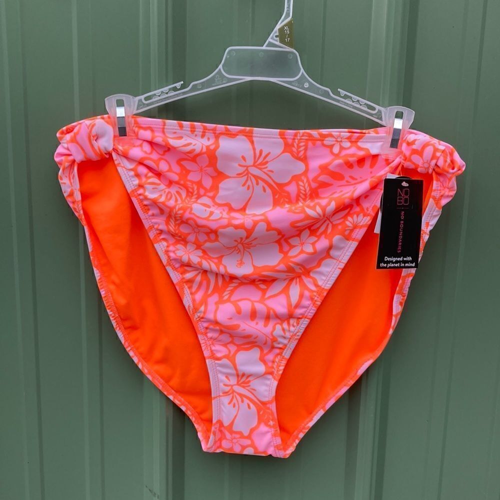 Womens Swim Hibiscus Floral High Waisted Bikini Bottoms Swimsuit Size XL